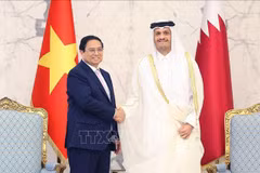 El primer ministro vietnamita, Pham Minh Chinh, y su homólogo qatarí, Sheikh Mohamed bin Abdurahman Al Thani (Foto: VNA)