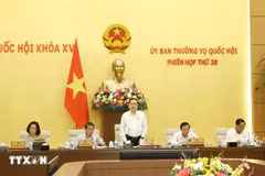 El presidente de la Asamblea Nacional de Vietnam, Tran Thanh Man, interviene en el evento. (Fuente: VNA)