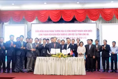 Representantes de Long An y la ciudad surcoreana de Busan firman un acuerdo de cooperación. (Fuente: VNA)