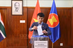 El embajador vietnamita en Sudáfrica, Hoang Sy Cuong, en el evento. (Fuente: VNA)