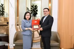 La subdirectora general de la Agencia Vietnamita de Noticias (VNA), Doan Thi Tuyet Nhung, se reúne con el presidente de la Agencia de Noticias de Azerbaiyán (AZERTAC), Vugar Aliyev. (Fuente:VNA)
