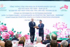 El presidente de Bulgaria, Rumen Radev (izquierda), se reunió con representantes de la Asociación de Amistad entre ambos Estados (Fuente: VNA)