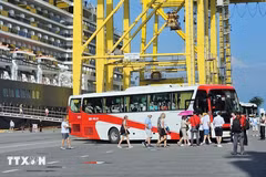 Casi dos mil vacacionistas extranjeros arribaron al puerto de Tien Sa, en la ciudad costera vietnamita de Da Nang (Fuente: VNA)