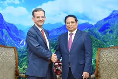 El primer ministro Pham Minh Chinh recibe a Paulo Medas, jefe del equipo de trabajo del Fondo Monetario Internacional (FMI). (Fuente: VNA)