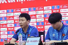 Selección masculina vietnamita de fútbol preparada para partido contra Iraq