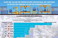 Alza de valor de producción industrial en Vietnam lo sitúa en tercer lugar en Sudeste Asiático