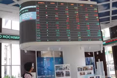 Los inversores monitorean las listas de precios de las acciones en la bolsa de valores de Ciudad Ho Chi Minh- HOSE (Fuente: VNA)