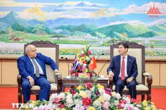 En el encuentro entre el embajador de La Habana en Vietnam, Orlando Nicolás Hernández Guillén y el secretario del comité partidista en la provincia de Vinh Phuc, Duong Van An (Fuente: VNA)
