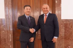 El embajador vietnamita en la República Checa, Duong Hoai Nam, y el ministro de Industria y Comercio, Jozef Sikela. (Fuente: VNA)