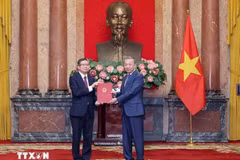 El secretario general y presidente To Lam entrega decisión de nombramiento para el embajador Pham Thanh Binh (Fuente: VNA) 