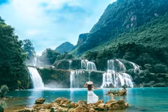 La cascada Ban Gioc en Cao Bang (Fuente: VNA)