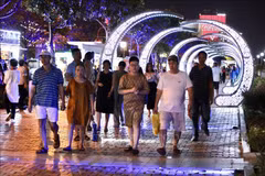 Visitantes pasean en la calle peatonal Bach Dang en la ciudad central de Da Nang. (Foto: VNA)