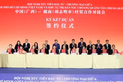 Empresas y unidades vietnamitas y de Guangxi firman 14 acuerdos de cooperación. (Foto: VNA)