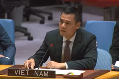 El embajador Dang Hoang Giang, representante permanente de Vietnam ante la ONU, habla en el debate del 10 de septiembre. (Foto: VNA)