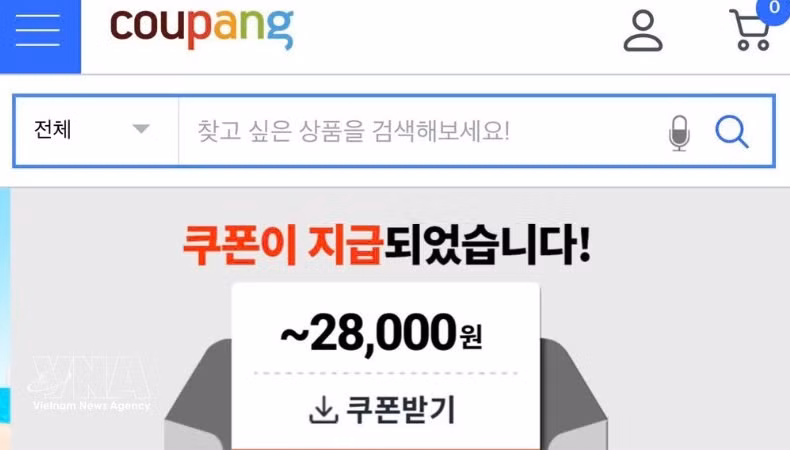 El portal coupang.com de Corea del Sur. (Foto: VNA)