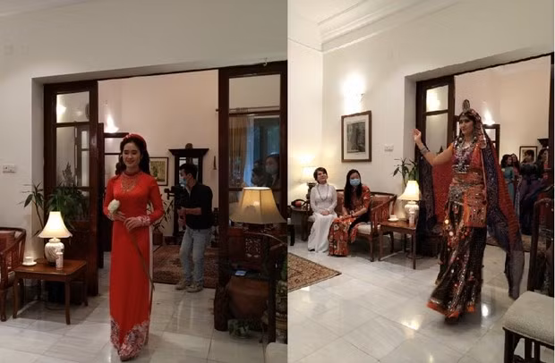 Destacan belleza de los trajes tradicionales vietnamitas e indios ảnh 2