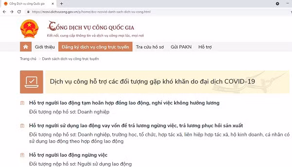 Portal Nacional de Servicios Públicos de Vietnam favorece a trabajadores afectados por el COVID-19 ảnh 1