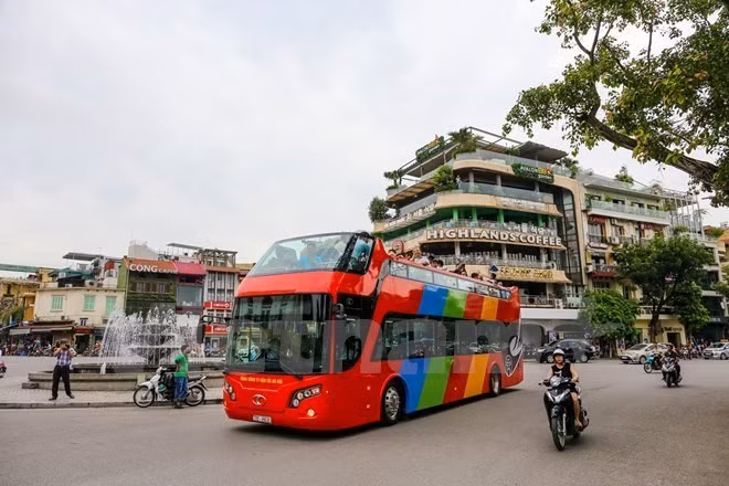 Recorrido por Hanoi en autobús de dos pisos y a precios razonables atrae a viajeros ảnh 1