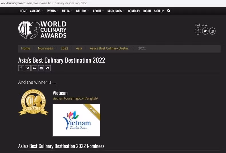 Vietnam coronado mejor destino culinario de Asia 2022 ảnh 1