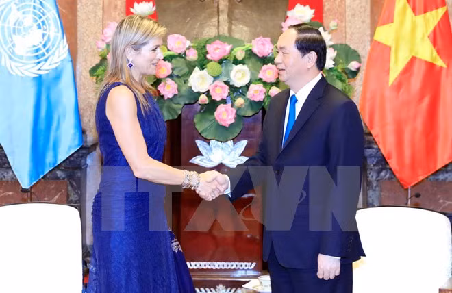 Presidente de Vietnam recibe a Reina Máxima de Países Bajos ảnh 1