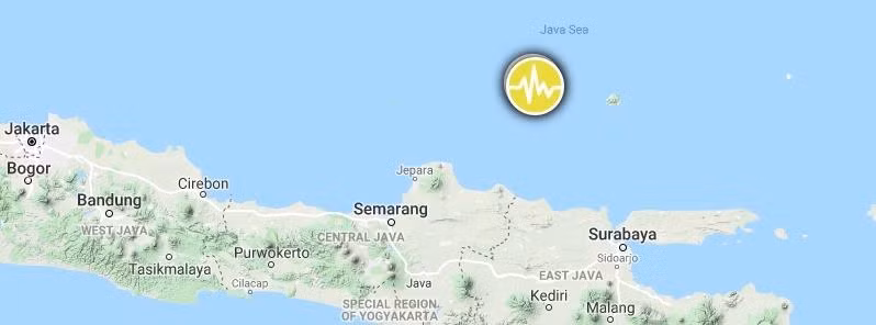 Sacude terremoto de magnitud 6,1 en escala Richter el océano frente a isla indonesia de Java ảnh 1 Sacude terremoto de magnitud 6,1 en escala Richter el océano frente a isla indonesia de Java ảnh 1