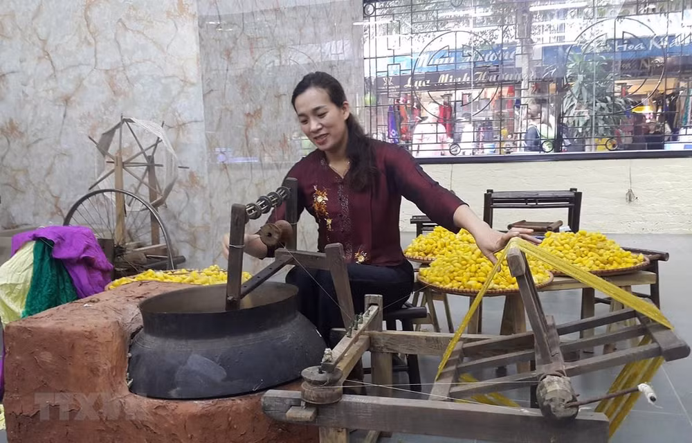 Seda y brocado, tesoro preservado y desarrollado en Vietnam ảnh 1