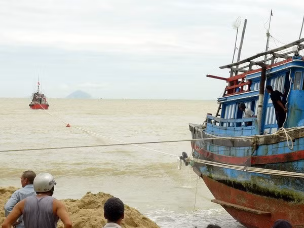 Rescatan a 10 pescadores vietnamitas accidentados en el mar nacional ảnh 1