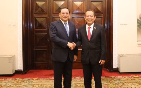 Vicepremieres de Vietnam y Laos resaltan la amistad binacional ảnh 1