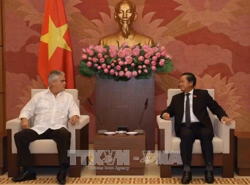 Dirigentes vietnamitas reciben a delegación de Cuba ảnh 1