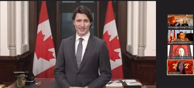 Primer ministro canadiense felicita a comunidad vietnamita en ocasión del Tet ảnh 1