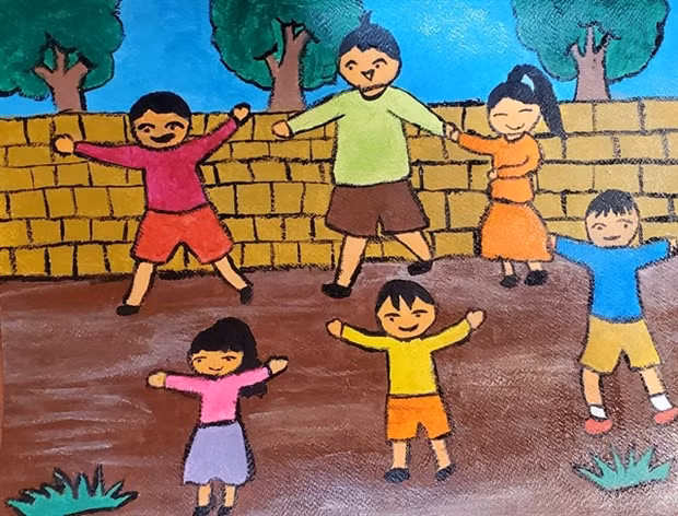  Exhibición de pinturas en Hanoi refleja sueños de niños menos favorecidos ảnh 1