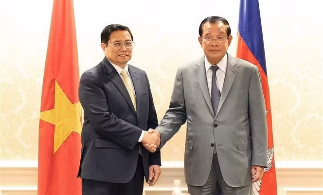 Primer ministro vietnamita se reúne con su homólogo camboyano en EE.UU. ảnh 1 Primer ministro vietnamita se reúne con su homólogo camboyano en EE.UU. ảnh 1