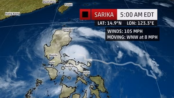 Tifón Sarika deja dos muertos en Filipinas ảnh 1 Tifón Sarika deja dos muertos en Filipinas ảnh 1