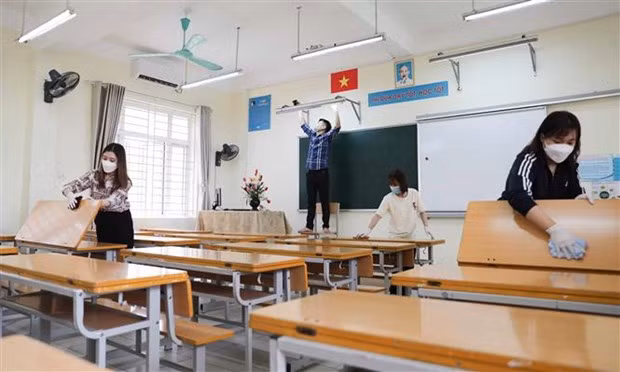  Las escuelas en Hanoi siguen cerradas excepto las del distrito suburbano de Ba Vi ảnh 1