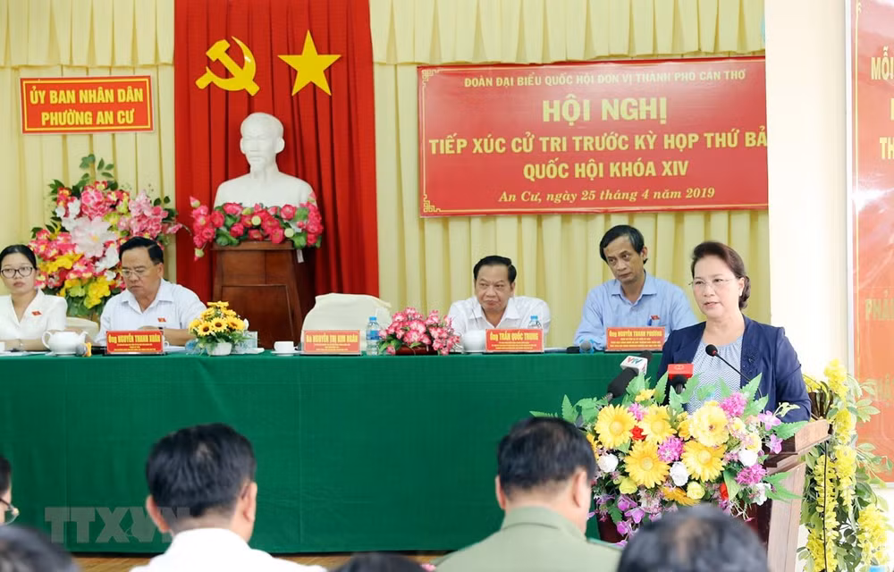 Presidenta de Asamblea Nacional de Vietnam dialoga con votantes en ciudad sureña ảnh 1