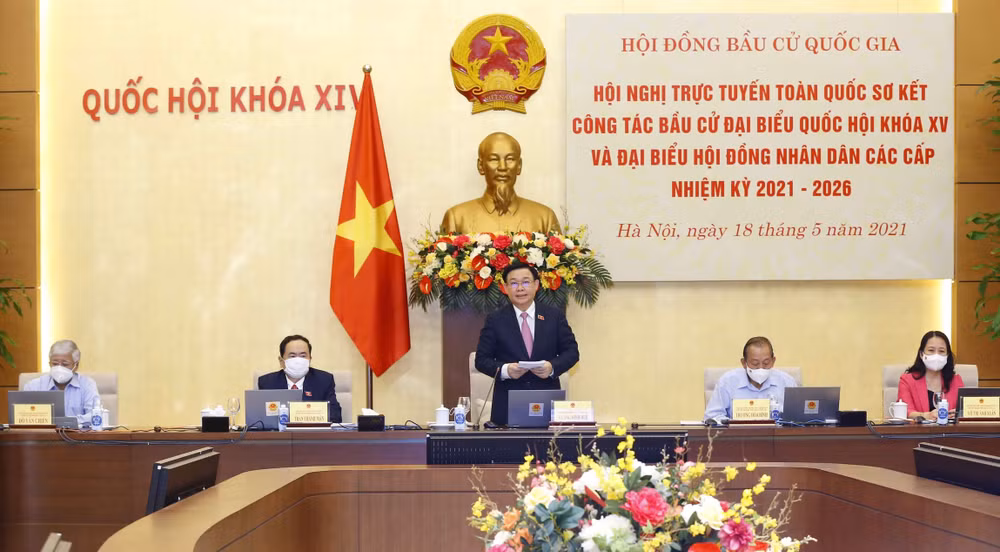 Presidente del Parlamento vietnamita preside teleconferencia nacional sobre trabajo electoral ảnh 2
