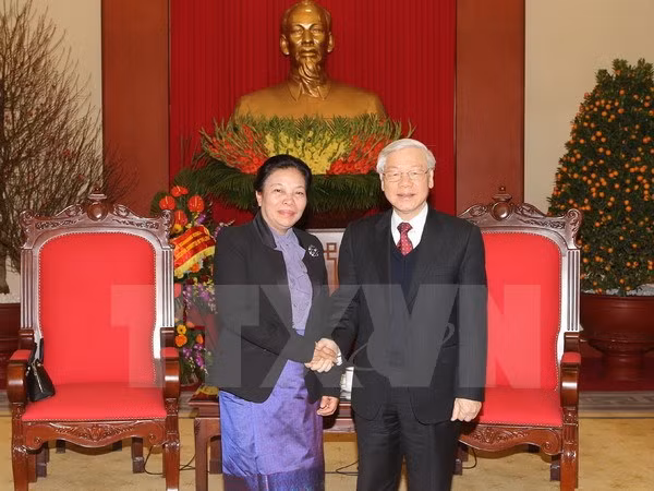 Líder partidista vietnamita reafirma solidaridad especial Vietnam - Laos ảnh 1