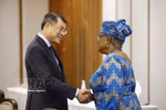 El primer ministro vietnamita, Le Minh Hung, se reúne con la directora general de la Organización Mundial del Comercio (OMC), Ngozi Okonjo-Iweala. (Fuente: VNA)
