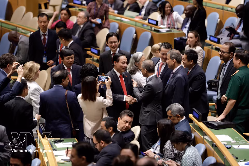 En la noche del 7 de junio de 2019, hora de Vietnam, el Presidente de la Asamblea General de las Naciones Unidas anunció la elección de Vietnam como miembro no permanente del Consejo de Seguridad de la ONU para el mandato 2020-2021. Un total de 192 de los 193 Estados miembros de la Asamblea General votaron a favor de Vietnam. Foto: VNA
