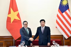 El viceministro de Relaciones Exteriores Nguyen Manh Cuong y el subsecretario general del Ministerio de Relaciones Exteriores de Malasia, Dato' Ahmad Rozian Abd Ghani, copresidieron el 3.er Diálogo Estratégico de Altos Funcionarios (Foto: Quang Hoa)