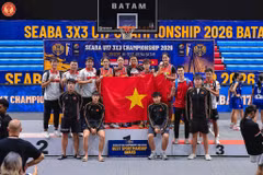 La selección femenina sub-17 de Vietnam gana la medalla de bronce en el Campeonato SEABA U17 de baloncesto 3x3 del Sudeste Asiático 2026. (Foto: Federación de Baloncesto de Vietnam).