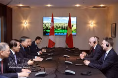 El secretario general del Partido y presidente de Vietnam, To Lam, recibe al profesor Graham Carr, rector de la Universidad Concordia de Canadá. (Foto: VNA)