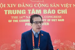 El embajador Dang Minh Khoi, de la delegación del Comité partidista del Ministerio de Relaciones Exteriores, en la entrevista al margen del XIV Congreso Nacional del Partido. (Foto: VNA)