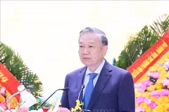 El secretario general del Partido Comunista de Vietnam, To Lam, habla en el acto. (Foto: VNA)
