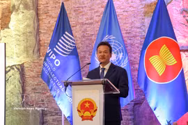 El embajador Mai Phan Dung, jefe de la misión permanente de Vietnam ante la ONU en Ginebra, pronuncia un discurso en el evento (Foto: VNA)