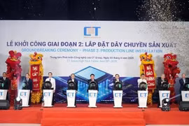 Ceremonia de colocación de la primera piedra de la segunda fase de la construcción de la primera fábrica de chips semiconductores de propiedad local de Vietnam. (Foto: CT Semiconductor)