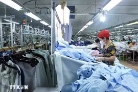 Los trabajadores confeccionan prendas de vestir para la exportación. (Foto: VNA)