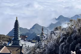 Hielo cubre la cima del Fansipan el primer día del año